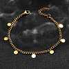 304 Stainless Steel Flat Round Charm Bracelets BJEW-R021-04G-3