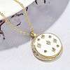 Brass Micro Pave Clear Cubic Zirconia Enamel Flat Round Moon Pendant Necklaces for Women NJEW-S449-03C-G-2