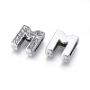 Alloy Initial Slide Charms with Grade A Rhinestones ALRI-R032-M-FF-2