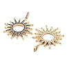 Sun Rack Plating Brass Micro Pave Clear Cubic Zirconia Pendants KK-NH0001-09G-2
