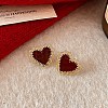 Valentine's Day Alloy & Resin Stud Earrings EJEW-T055-02B-1