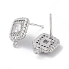 Brass Micro Pave Cubic Zirconia Stud Earring Findings KK-E107-21P-2
