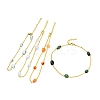 Natural Mixed Gemstone Nuggets Beaded Anklet with PVD Vacuum Plating 304 Stainless Steel Chains AJEW-Z008-04-1