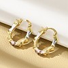 Brass Two Tone Oval Hoop Earrings LS-EJEW-B117-04-1