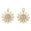 Rack Plating Brass Micro Pave Clear Cubic Zirconia Pendants KK-M253-10G-04-1