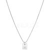 1Pc Stainless Steel Letter Rectangle Pendant Necklaces NJEW-LP0001-34H-P-1