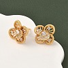 Brass Micro Pave Clear Cubic Zirconia Flower Stud Earrings EJEW-D337-09G-2