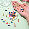 48Pcs 6 Colors Alloy Enamel Heart with Smiling Face Pattern Pendant Decorations HJEW-YW00178-5