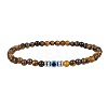 Glass Evil Eye 4MM Natural Tiger Eye Beaded Stretch Bracelets for Men VE1501-3-1