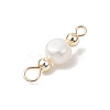 Natural Cultured Freshwater Pearl Potato & Round Electroplate Non-magnetic Synthetic Hematite Beaded Connector Charms PALLOY-JF04191-01-5