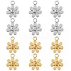 12Pcs 430 Stainless Steel Small Flower Pendants JX238A-1
