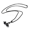 PVD Vacuum Plating 304 Stainless Steel Dumbbell Pendant Necklaces NJEW-Z023-01EB-1
