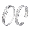 2Pcs 2 Styles 304 Stainless Steel Cuff Bangles BJEW-PH0004-49-1