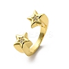 Brass Micro Pave Cubic Zirconia Adjustable Cuff Rings for Women RJEW-U053-02G-4