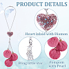 Plush Cloth Fabric Round & Polymer Clay Rhinestone Heart Pendant Hanging Ornament HJEW-DR00079-3