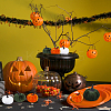 9Pcs 6 Styles Flannel Simulation Plastic Foam Artificial Pumpkin Thanksgiving Party Decorations AJEW-CA0001-92-7