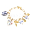 Handmade Porcelain & Alloy Beaded Charm Bracelets BJEW-JB13314-2