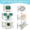 6Pcs 3 Styles Alloy Glass Rhinestone Shoe Decoration FIND-AR0005-06-2