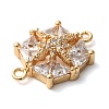 Brass Pave Clear Cubic Zirconia Connector Charms KK-G503-29G-2