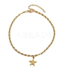 Summer Beach 304 Stainless Steel Starfish Charms 3 Layer Anklets for Women AJEW-F068-01G-5