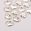 Wedding Theme Antique Silver Tone Tibetan Style Heart with Page Boy Rhinestone Charms LS-TIBEP-N005-14D-2