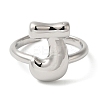 Initials Brass Open Cuff Ring for Women RJEW-N046-02J-P-2