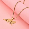 201 Stainless Steel Hollow Cat Shaped Pendant Box Chain Necklaces NJEW-M086-06G-1