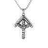 304 Stainless Steel Textured Viking Rune Pendant Necklaces for Men WGD6348-02-1