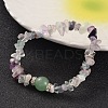 Chips Natural Fluorite Beaded Stretch Bracelets BJEW-JB02131-03-1