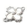 Brass Pave Clear Cubic Zirconia Flower Links Connector Charms KK-G553-03P-2