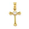 Ion Plating(IP) 304 Stainless Steel Cubic Zirconia Pendants STAS-C102-02G-1