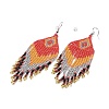 Glass Seed Braided Rhombus with Tassel Chandelier Earrings LS-EJEW-H084-09P-2