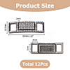12Pcs Alloy Glass Rhinestone Shoelace Buckle FIND-HS0002-48B-2