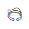 Rainbow Color 304 Stainless Steel Wave Wire Wrap Open Cuff Ring for Women RJEW-N038-047M-2