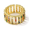 Rack Plating Brass Micro Pave Colorful Cubic Zirconia Rectangle Open Cuff Ring LS-RJEW-M162-37G-2