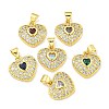 Heart Rack Plating Brass Micro Pave Cubic Zirconia Charms KK-Z053-17G-1