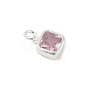 925 Sterling Silver Pave Cubic Zirconia Square Charms with Jump Rings and 925 Stamp STER-D288-05S-02-2