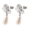 Brass Enamel Stud Dangle Earrings KK-CBAB173-02A-P-4