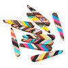 10Pcs 5 Colors Transparent Resin & Walnut Wood Pendants RESI-TA0002-74-2