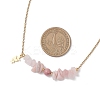 Natural Rhodochrosite & Pink Opal & Rose Quartz Chip and Round Beaded Pendant 304 Stainless Steel Cable Chain Necklaces for Women NJEW-JN05741-02-3