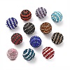 Stripe Pattern Polymer Clay Rhinestone Beads CLAY-NH0001-01-1