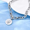 304 Stainless Steel Flat Round with Hamsa Hand Charm Bracelets BJEW-A036-13P-3