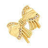 Brass Micro Pave Clear Cubic Zirconia Bowknot Open Cuff Ring for Women RJEW-M173-04A-G-1