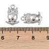 304 Stainless Steel Owl Pendant Rhinestone Settings STAS-H242-02P-3