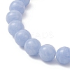 Natural Dyed Blue Lace Agate & Cultured Freshwater Pearl Round Beads Stretch Bracelets for Women BJEW-JB12706-4