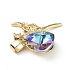 Real 18K Gold Plated Rack Plating Brass Micro Pave Clear Cubic Zirconia Pendants KK-C015-15G-11-2