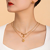 Elegant Butterfly 201 Stainless Steel Double Layer Necklace & Stud Earring Set for Women's Fashion Jewelry EG3684-1
