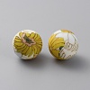 Round with Flower Food Grade Eco-Friendly Silicone Beads SIL-WH0006-21E-2