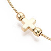 Adjustable Brass Beaded Slider Bracelets for Women BJEW-T022-25G-4