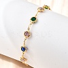 304 Stainless Steel Glass Link Chain Bracelets for Women BJEW-V010-01G-3